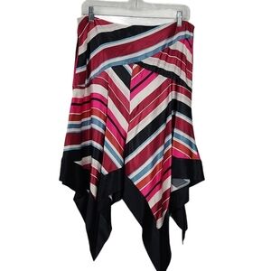 Bebe Satin Asymmetrical Striped Skirt Multicolored‎